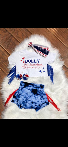 Red white a blue poms